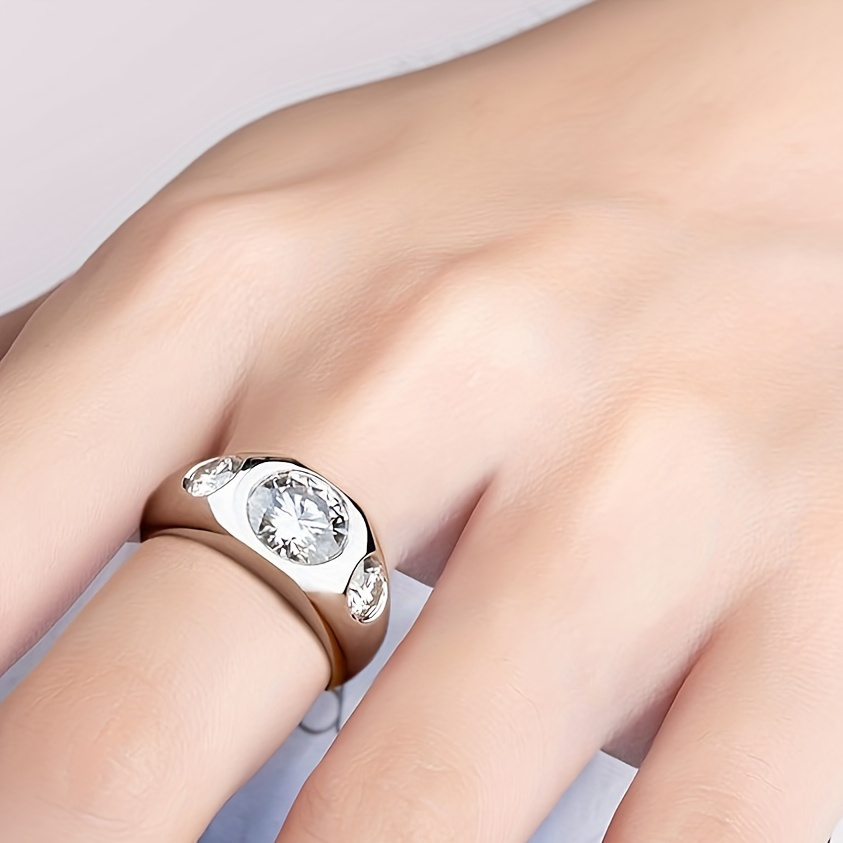 Men's 925 Silver 3-Carat Moissanite Engagement Ring